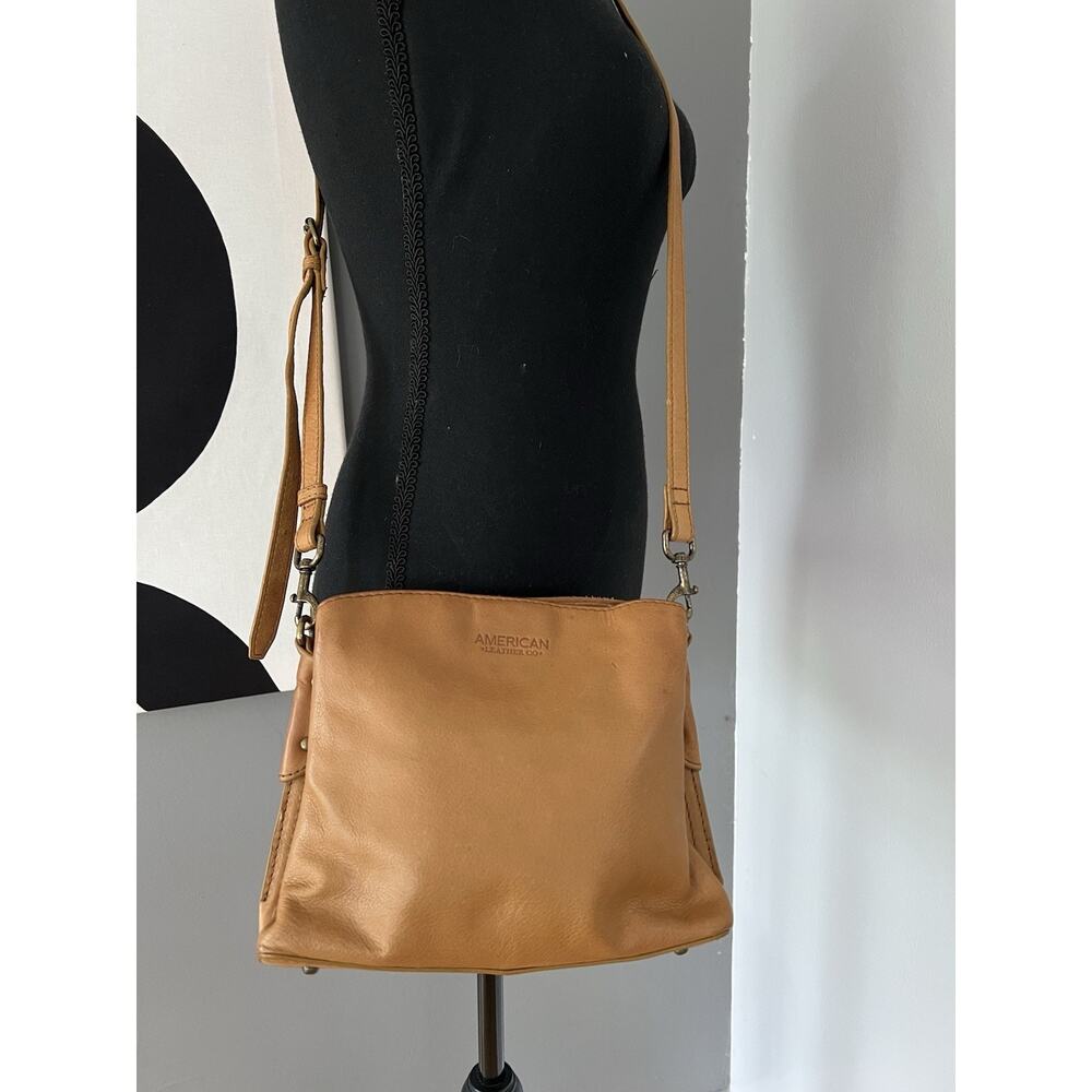 American Leather Co Women's Crossbody Purse Bag Tan/Brown Soft 9” READ